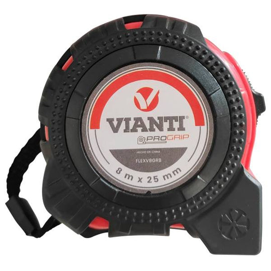 280703 Flexometro 25mm 8mt/26ft ABS rojo blister Vianti