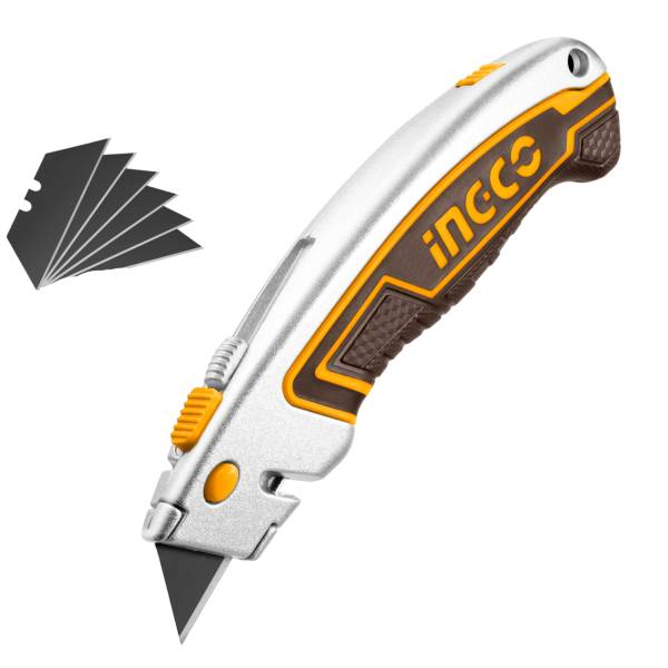 281042 Navaja retractil aluminio 6" con 6 hojas HUK6128 Ingco