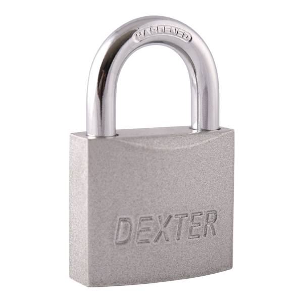 281732 Candado metalico 38mm llave tradicional gancho corto pulido en blister Dexter