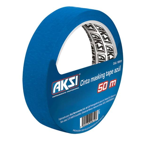 282756 Cinta masking tape 1" x 50 mt para pintor Azul Aksi