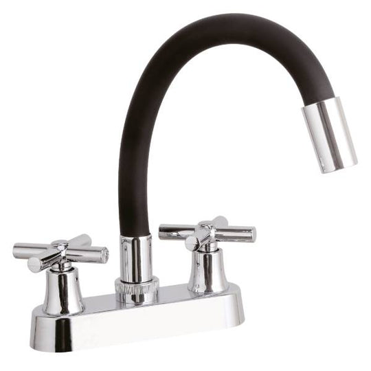 282792 Mezcladora lavabo zinc tipo flexible maneral cruz cromada Vianti