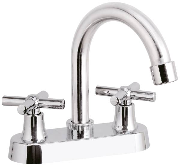 282795 Mezcladora lavabo laton tipo curvo maneral cruz cromada Vianti