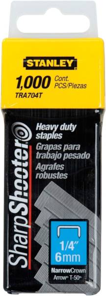 283027 Grapa para pistola 06mm 1/4" uso rudo con 1000pz Stanley