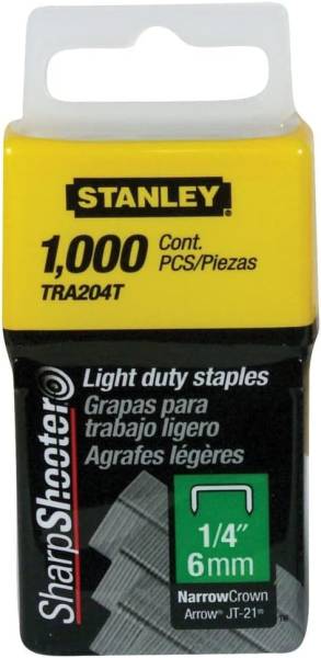 283028 Grapa para pistola 06mm 1/4" ligera con 1000pz Stanley