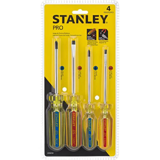 283047 Juego 4 desarmadores mango PVC transparente PRO Stanley