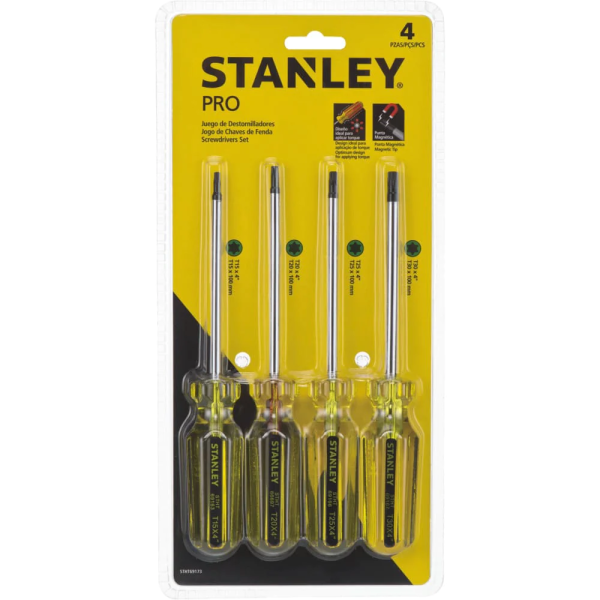 283048 Juego 4 desarmadores Torx mango pvc transparente PRO Stanley