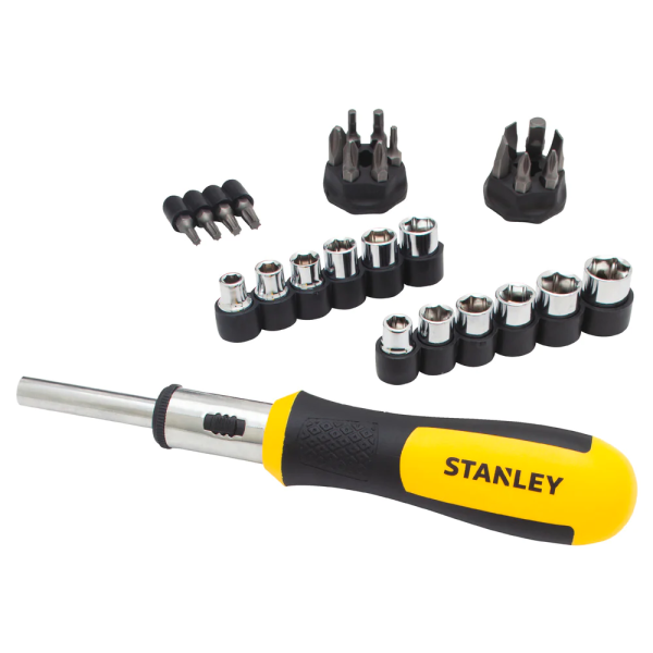 283054 Juego desarmador tipo matraca 29 pzs Stanley