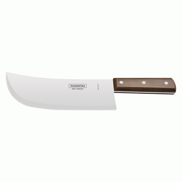 283509 Cuchillo hachuela de acero inoxidable con mango de madera 9 para taco Tramontina