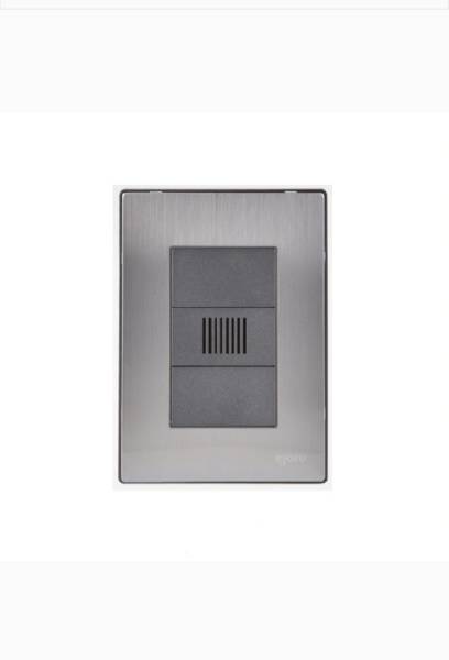 283967 Placa 3 ventanas con zumbador inoxidable negro Igoto