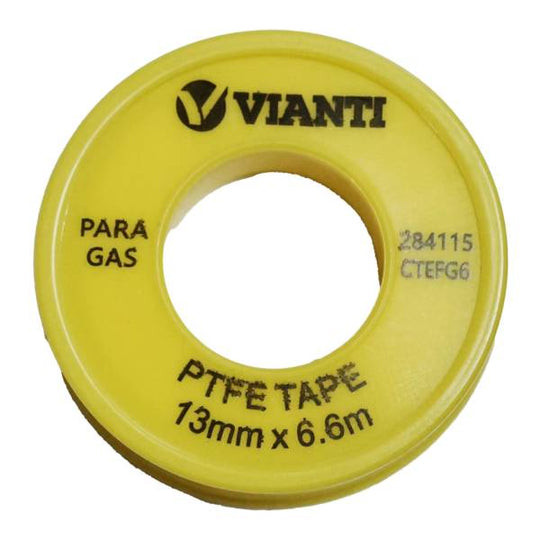 284115 Cinta de teflon 1/2" x 06mts para gas Vianti