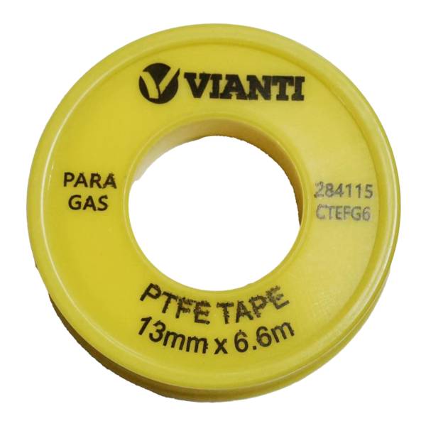 284115 Cinta de teflon 1/2" x 06mts para gas Vianti