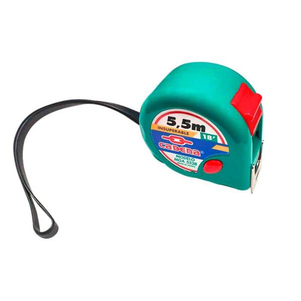 284395 Flexometro 5.5mt ABS verde aqua granel Cadena