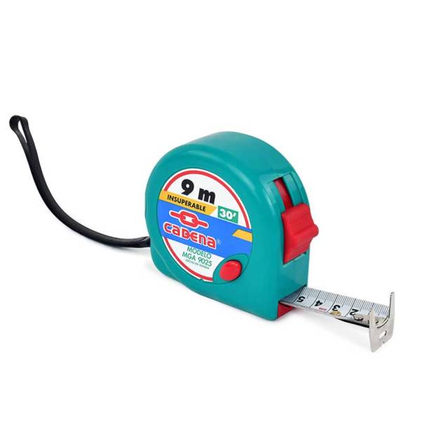284397 Flexometro 9mt ABS verde aqua granel Cadena