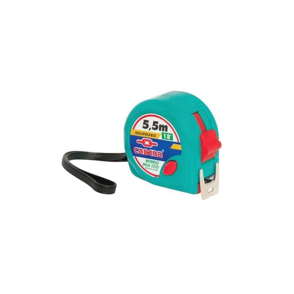 284494 Flexometro 5.5mt ABS verde aqua granel Cadena