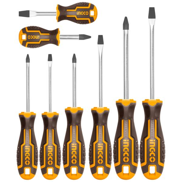 284691 Juego 8 desarmadores mango con grip Ingco