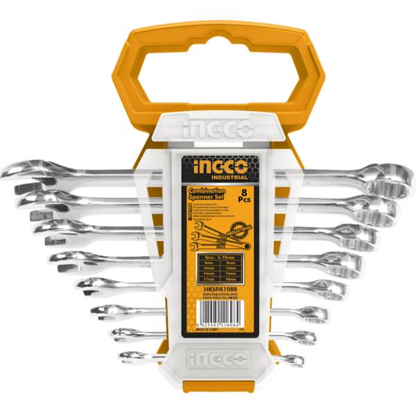 284694 Juego 8 llaves combinada standard 1/4" - 3/4" CrV Ingco