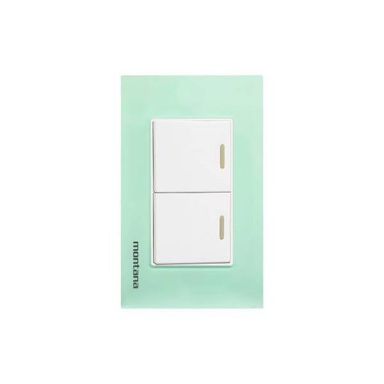 284796 Placa 2 ventanas con 2 apagadores sencillos aqua Krystal Montana