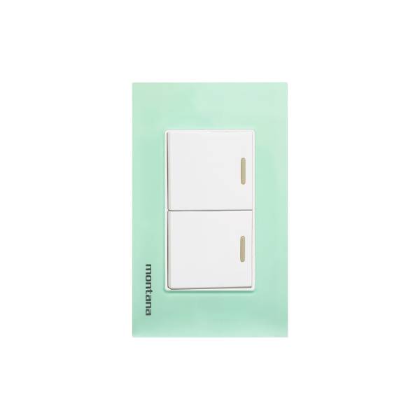 284796 Placa 2 ventanas con 2 apagadores sencillos aqua Krystal Montana