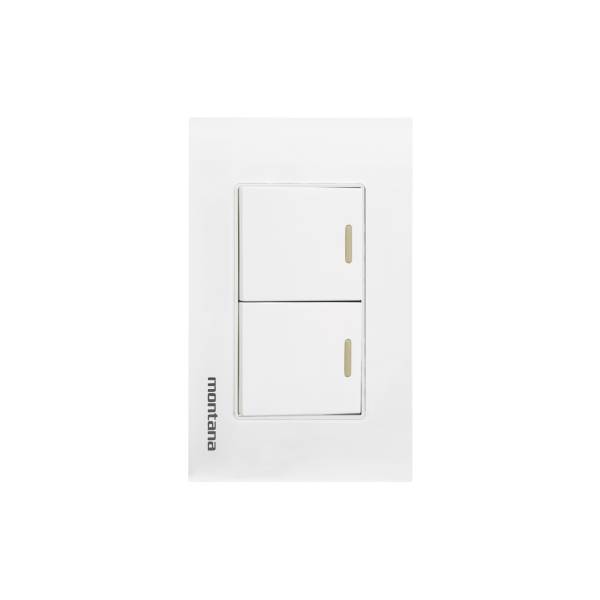 284797 Placa 2 ventanas con 2 apagadores sencillos blanco Krystal Montana