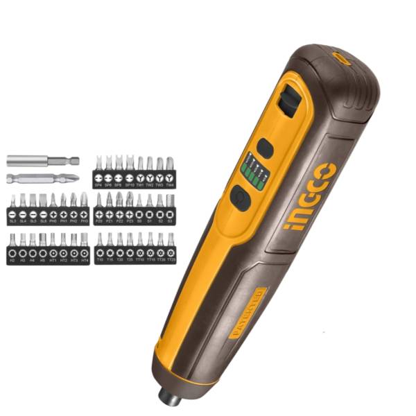 285310 Atornillador inalambrico 4v con 42 accesorios Ingco