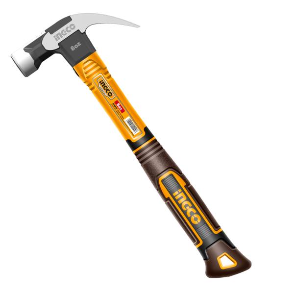 285322 Martillo uña curva 08oz mango fibra de vidrio Ingco