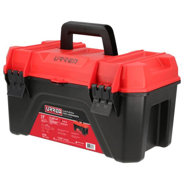 285367 Caja para herramientas plastica 19" negro/rojo sin compartimientos Urrea