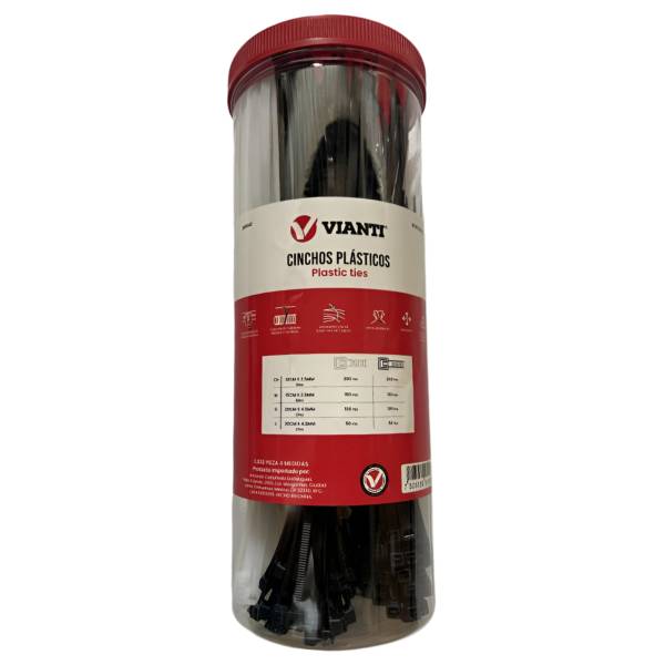 285542 Cinchos plasticos bote con 1000 natural Vianti