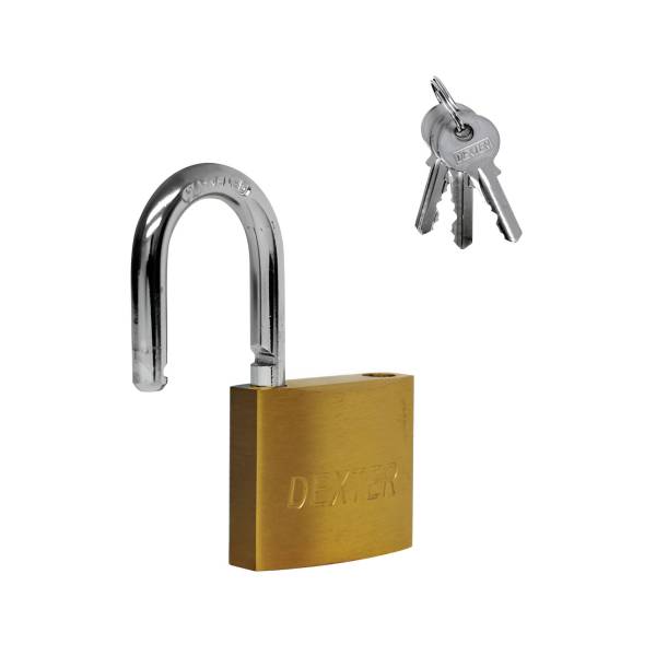 285616 Candado laton 25mm llave tradicional gancho corto pulido blister Dexter