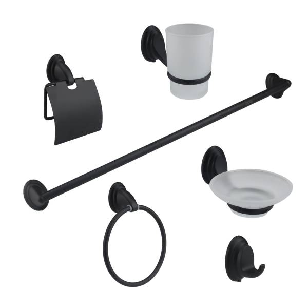 285946 Juego accesorios para baño con 6pz negro Vianti