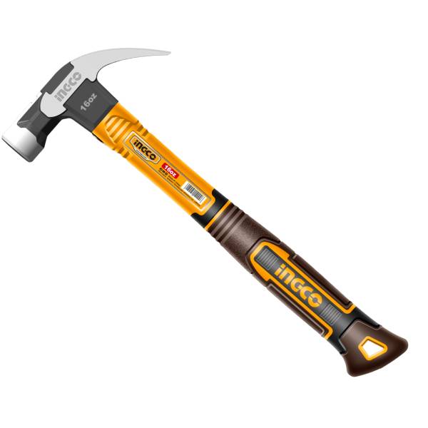 286132 Martillo uña curva 16oz mango fibra de vidrio Ingco