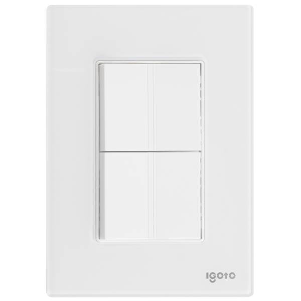 286225 Placa 3 ventanas con 2 apagadores sencillos blanco Cristal Igoto