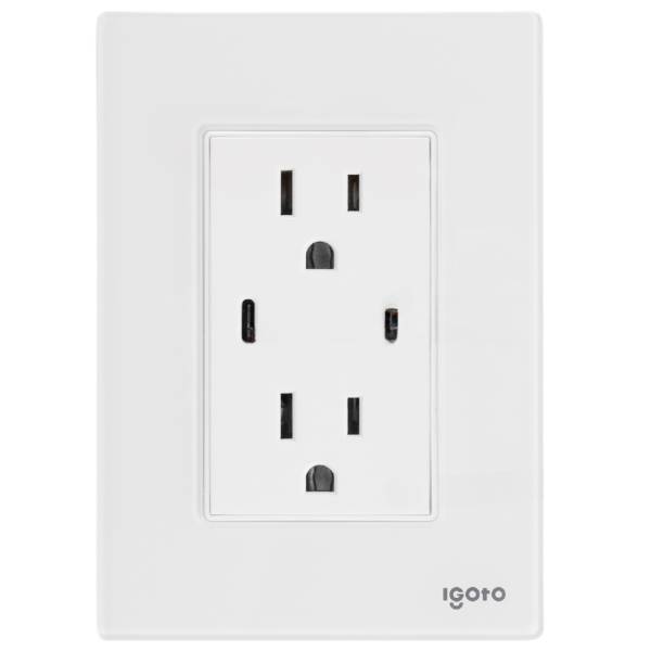 286229 Placa 3 ventanas con 2 contactos USB y contacto 2p+t blanco Cristal Igoto