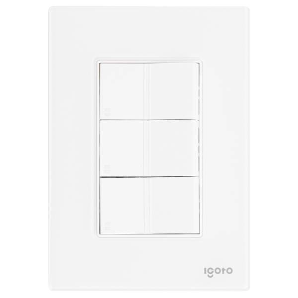 286230 Placa 3 ventanas con 3 apagadores escalera blanco Cristal Igoto