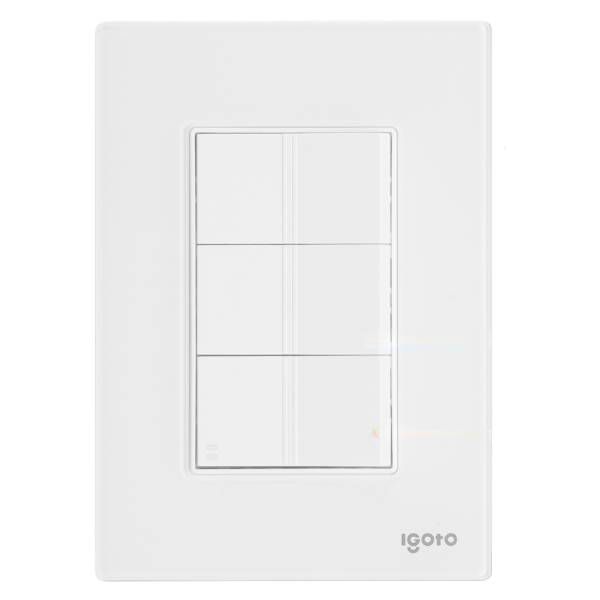 286231 Placa 3 ventanas con 3 apagadores sencillos blanco Cristal Igoto