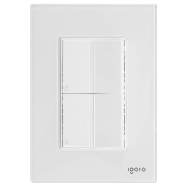 286234 Placa 3 ventanas con apagador escalera y contacto 2p+t blanco Cristal Igoto