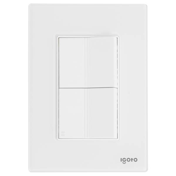 286236 Placa 3 ventanas con apagador sencillo y apagador escalera blanco Cristal Igoto