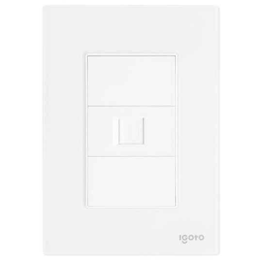 286241 Placa 3 ventanas con toma para datos blanco Cristal Igoto