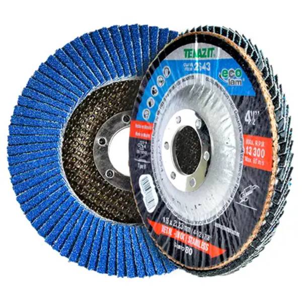 286481 Disco laminado 4-1/2" x 7/8" zirconio grado 80 Tzs Ecolam Austromex