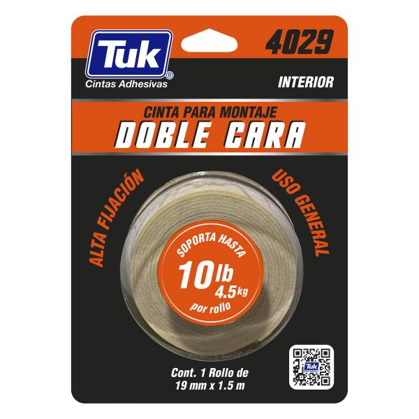 286814 Cinta de montaje 19mm x 01.5mts 4029 Tuk