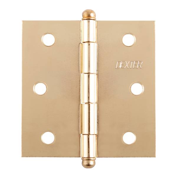 287098 Bisagra cuadrada ligera perno suelto con tornillos 3" laton brillante Dexter