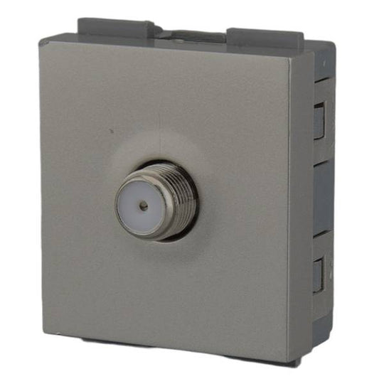 287302 Toma coaxial para TV gris metal 36mm Krystal Montana