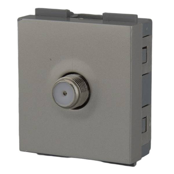 287302 Toma coaxial para TV gris metal 36mm Krystal Montana