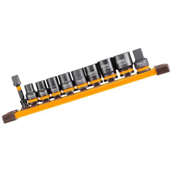 287568 Juego 08 dados impacto magneticos 3/8" 2 adaptadores 1/2" y 1/4" Ingco