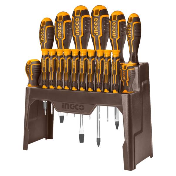 287570 Juego 18 desarmadores pl/ph/tr mango con grip Super Ingco