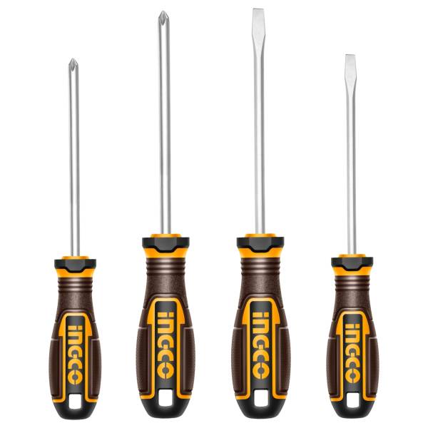 287575 Juego 4 desarmadores mango con grip blister Super Ingco