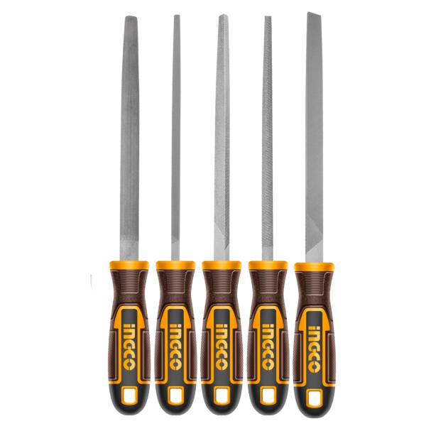 287578 Juego 5 limas 8" mango con grip Ingco