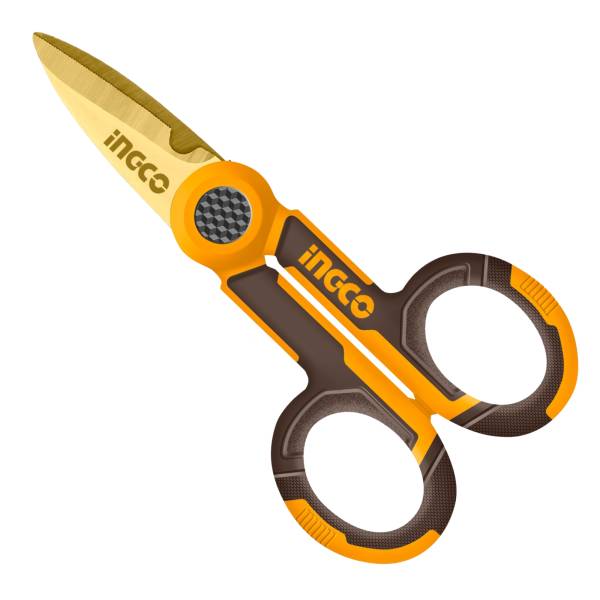 287595 Tijera inoxidable para electricista 5-1/2" mango con grip Ingco