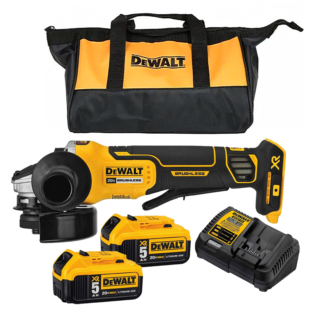 Esmeriladora angular DeWALT DCG413P2-B3 4 1/2 - 5 con baterías