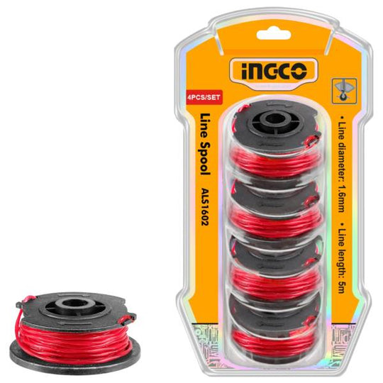 287913 Hilo desbrozadora 1.6mm x 05 mts rojo blister con 4pz Ingco