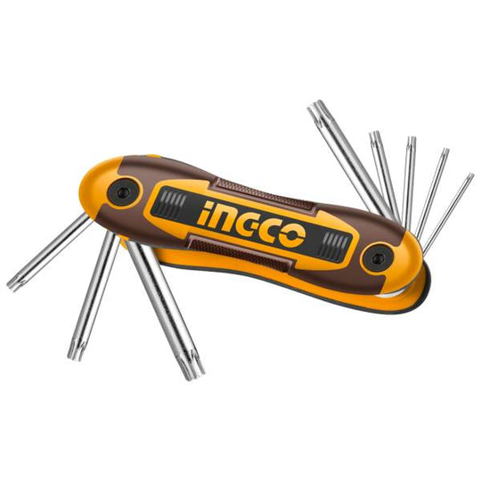 287918 Juego 8 llaves allen T9-T40 tipo navaja punta torx CrV Ingco
